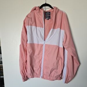 Women's Pink and White Windbreaker Jacket